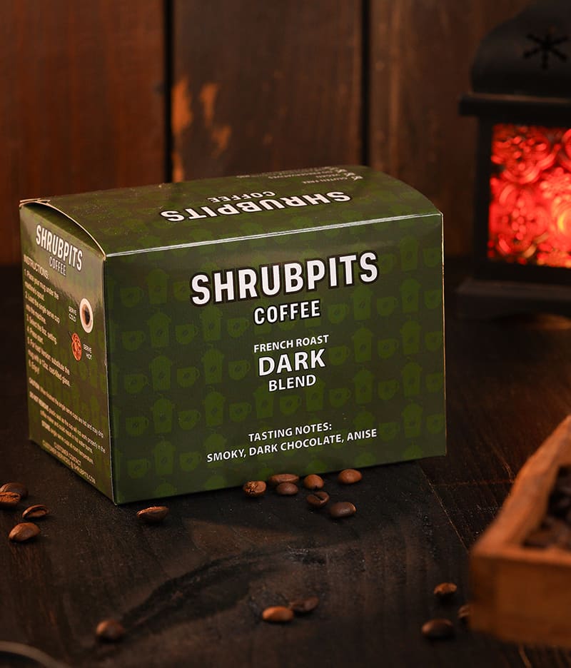 SHRUBPITS Dark Blend K-Cup ground coffee. - Shrubpits Coffee