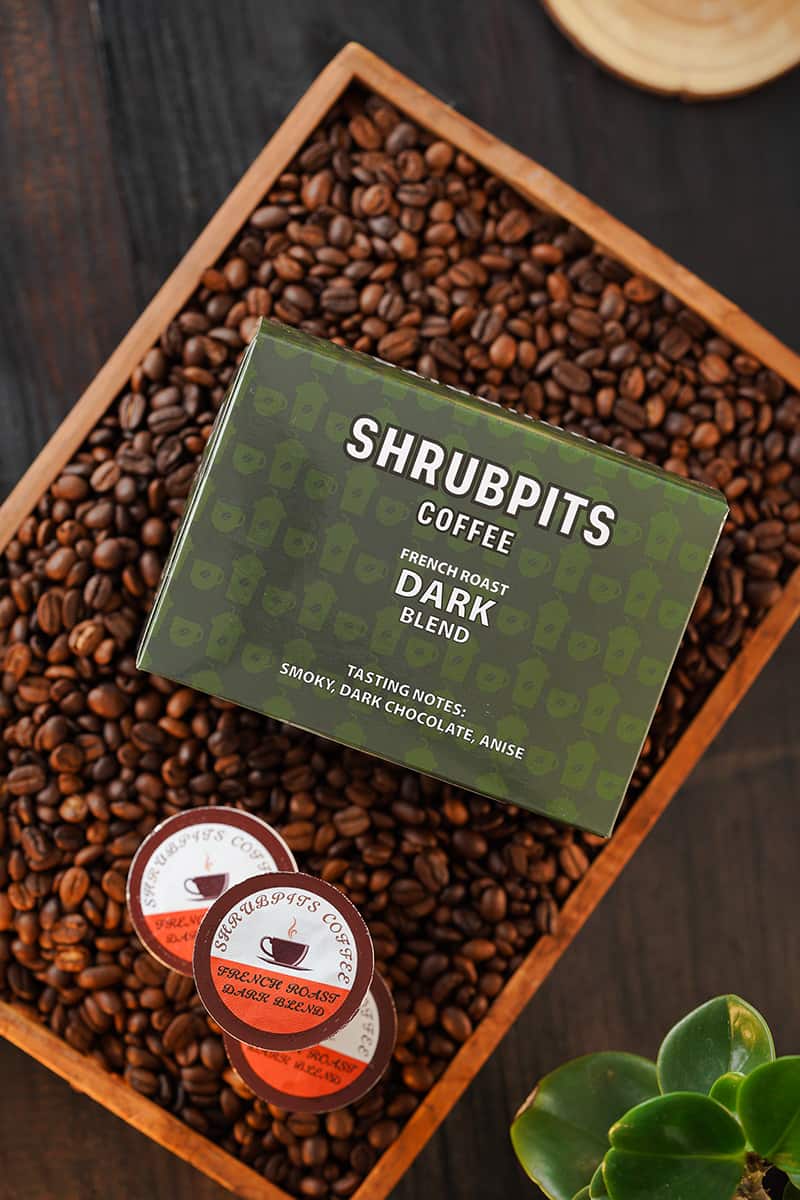 SHRUBPITS Dark Blend K-Cup ground coffee. - Shrubpits Coffee