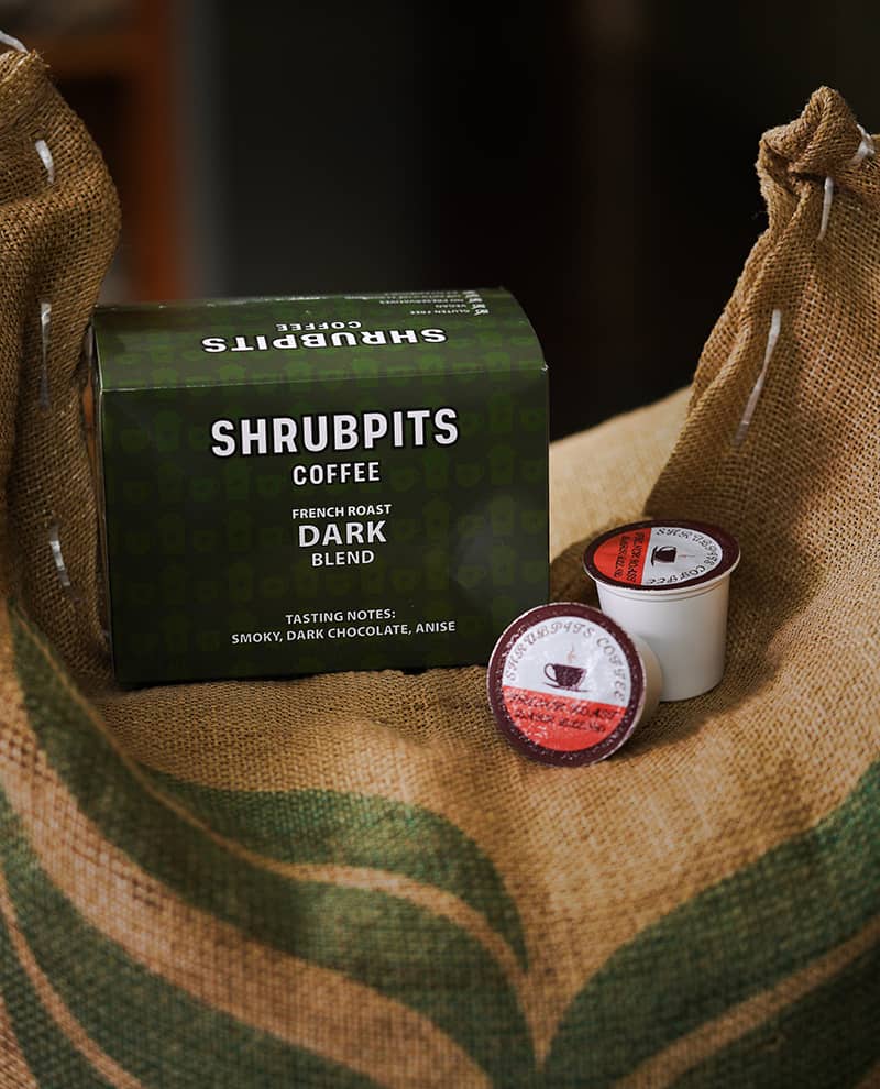 SHRUBPITS Dark Blend K-Cup ground coffee. - Shrubpits Coffee